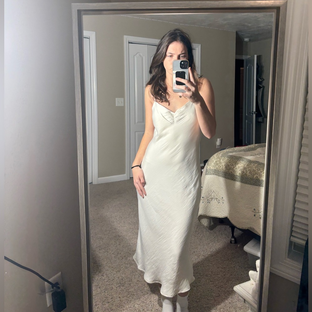 Z supply cream silk slip dress with adjustable straps